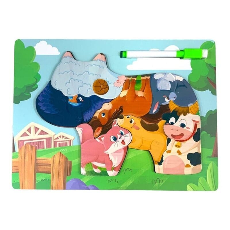 بازل مع سبورة بيضاء حيوانات شكل بقرة