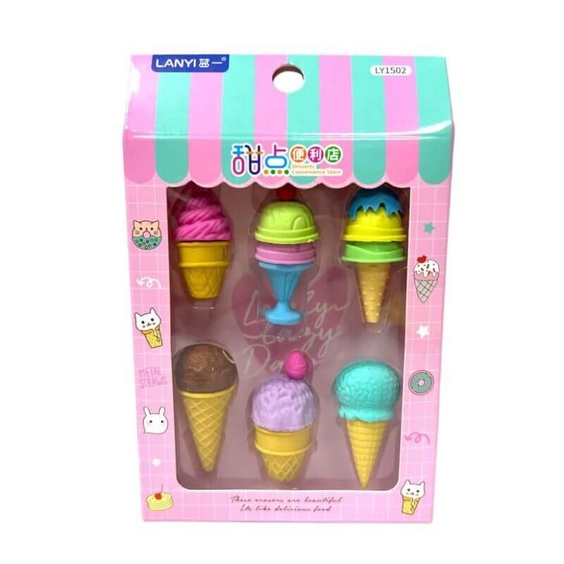 طقم ممحاة آيس كريم 6 قطع